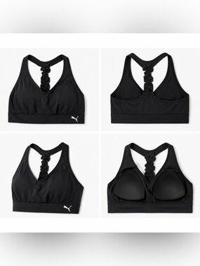 Puma V-neck sports bra with padded inserts women’s medium black